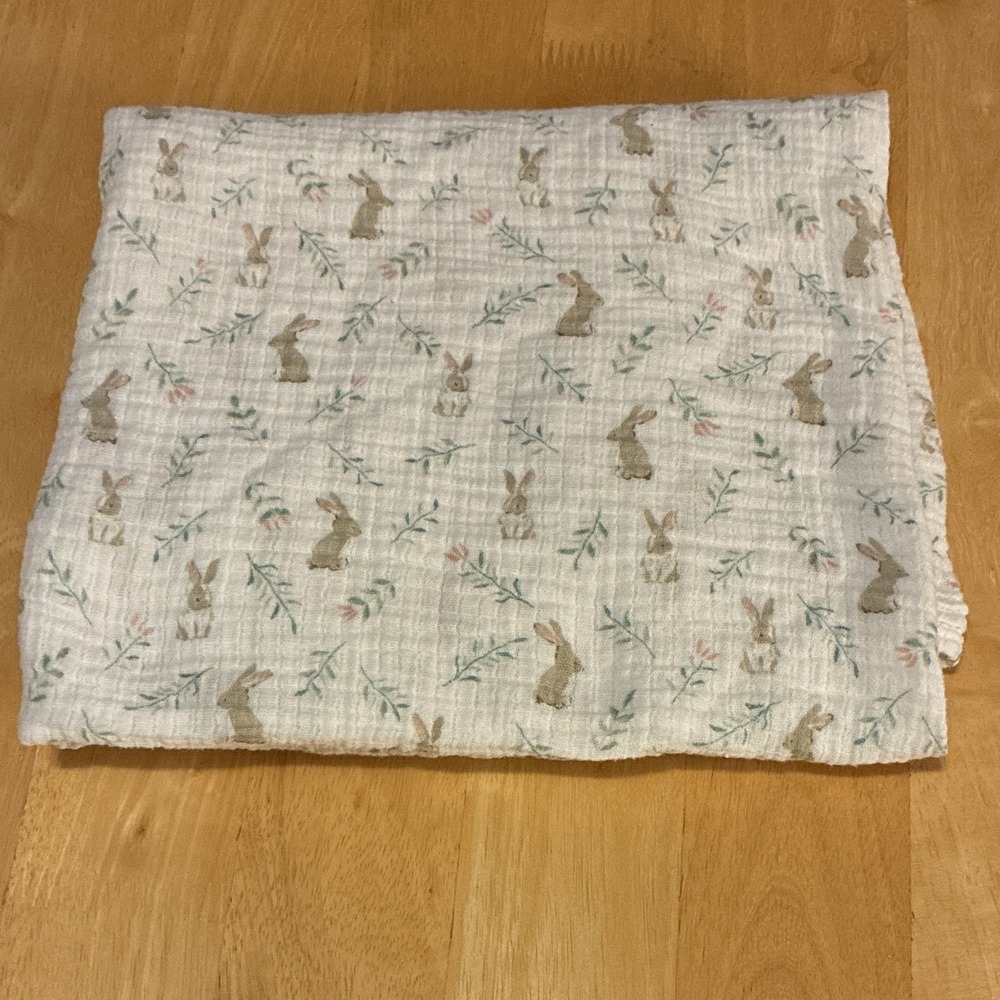 aden + anais Bunny and Flowers 100% Cotton Swaddle Blanket